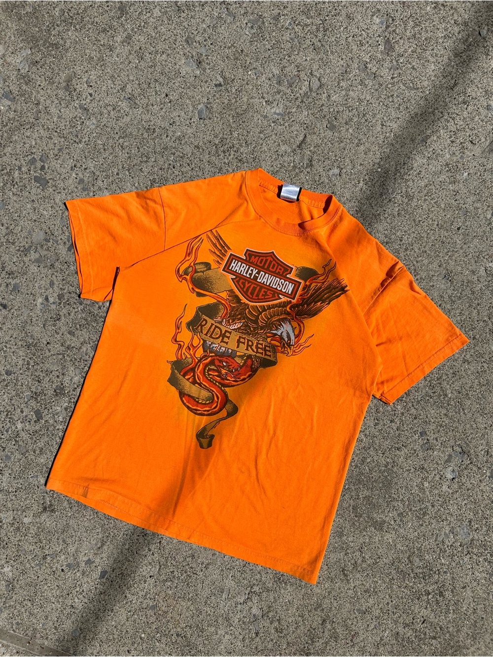 Harley-Davidson Bright Orange 'Ride Free' Graphic Tee - Men's